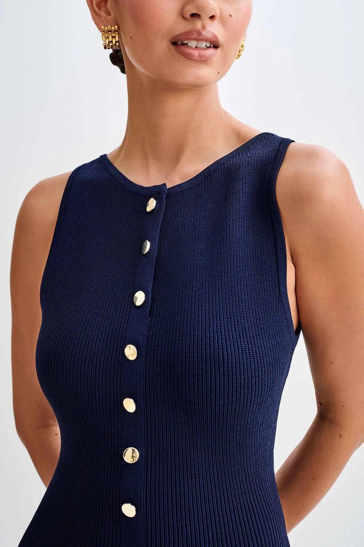 Knitted Single Breasted Long Button dress