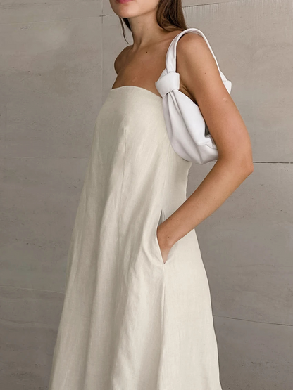 Linen Midi Strapless Long Summer Dress